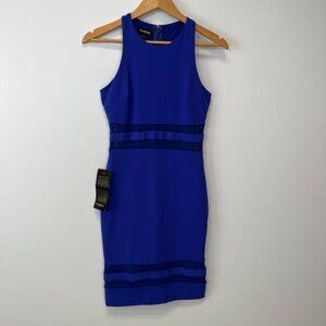 Bebe Dress Women Small Sleeveless Racer Mesh Stripe Lined USA Work Party Core Ne